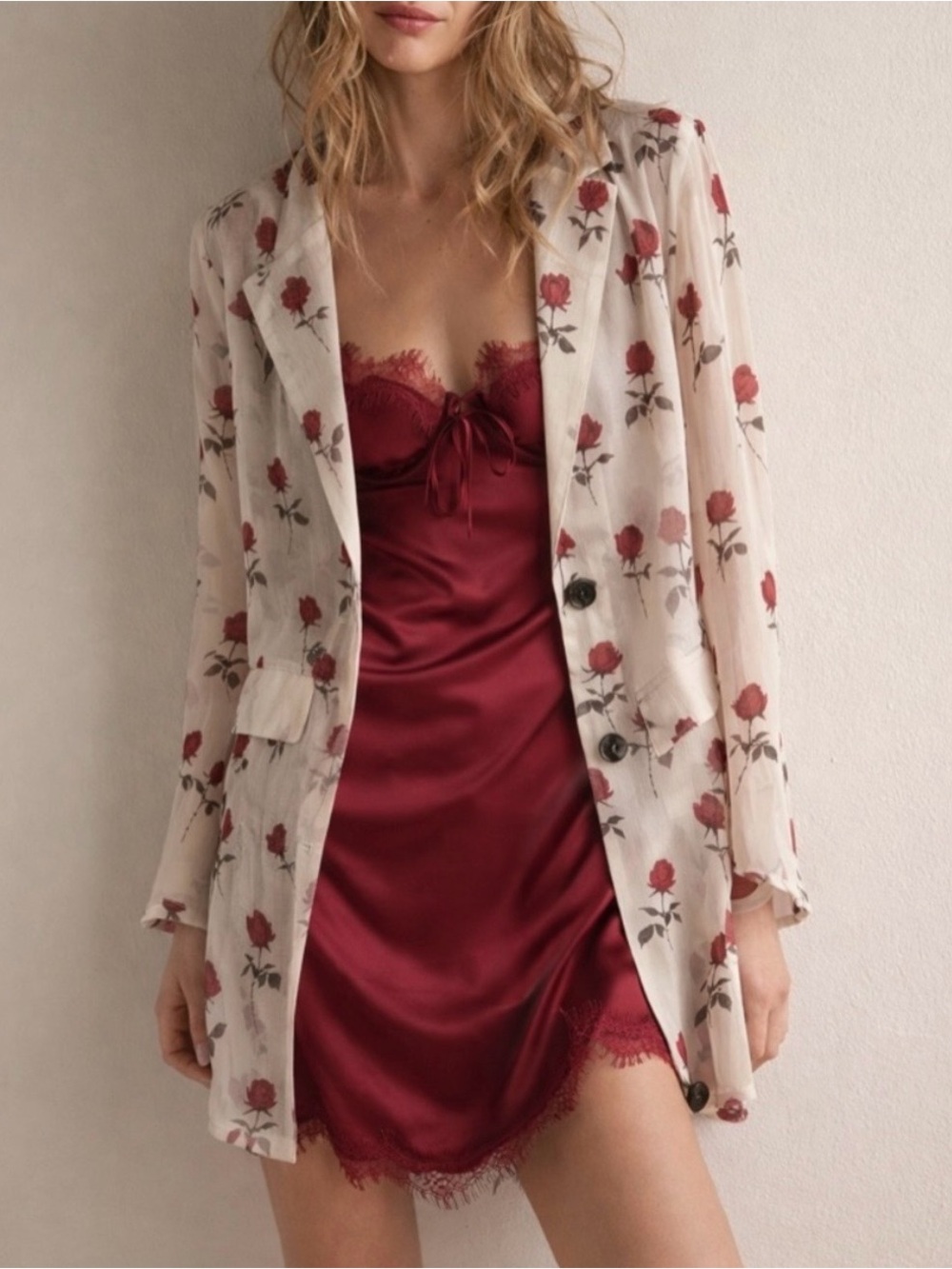 SILK✨ Escada Sheer Rose Print blazer - Vintage